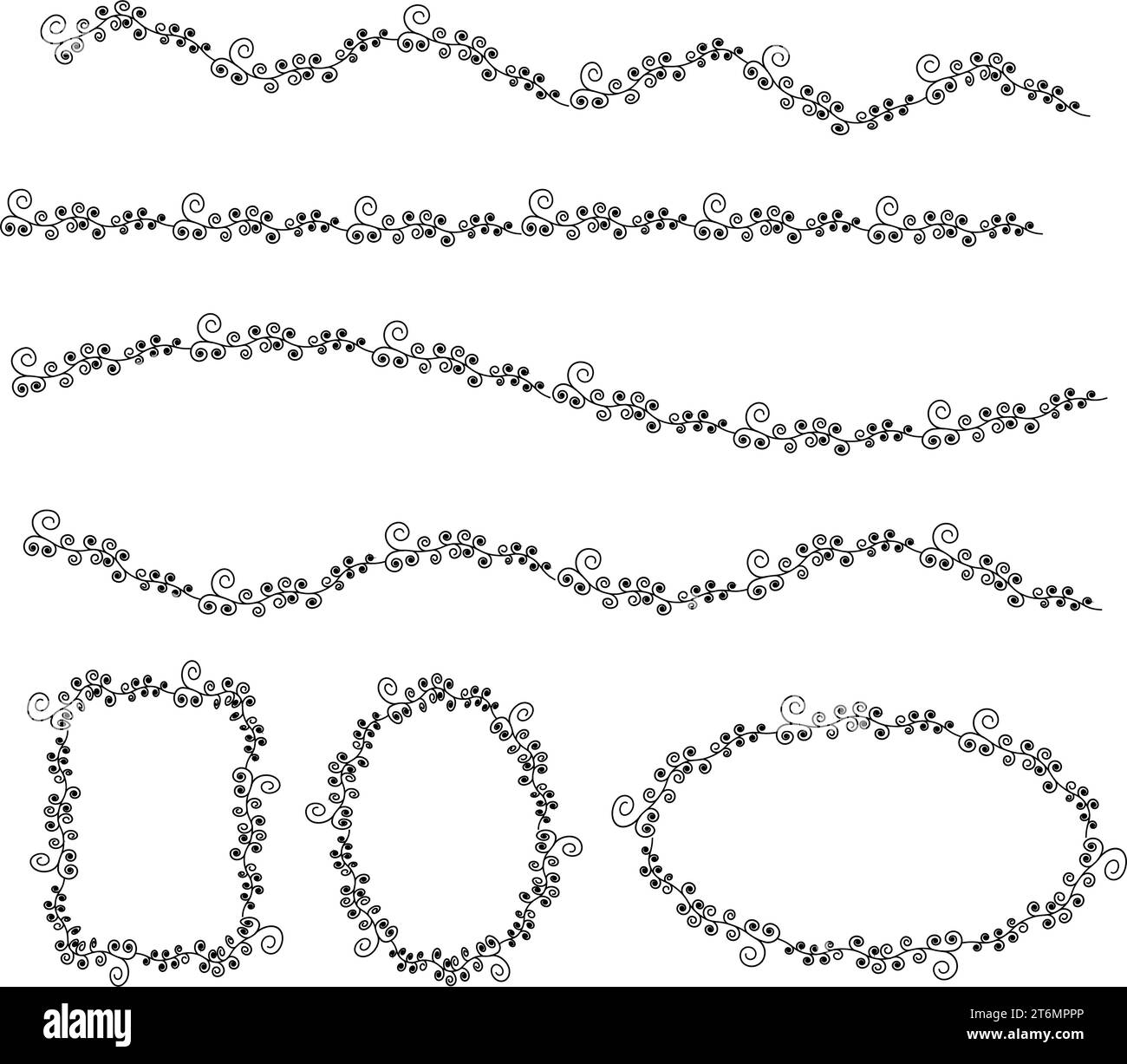 Floral circular design elements. line outer frame floral design, elements, frames, calligraphic. Vector floral illustration with branches. Stock Vector