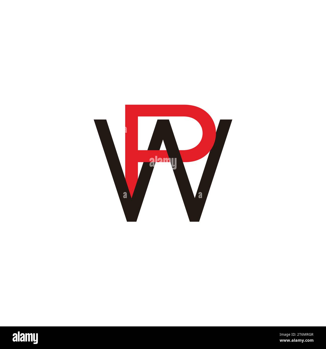letter pw linked line simple colorful logo vector Stock Vector
