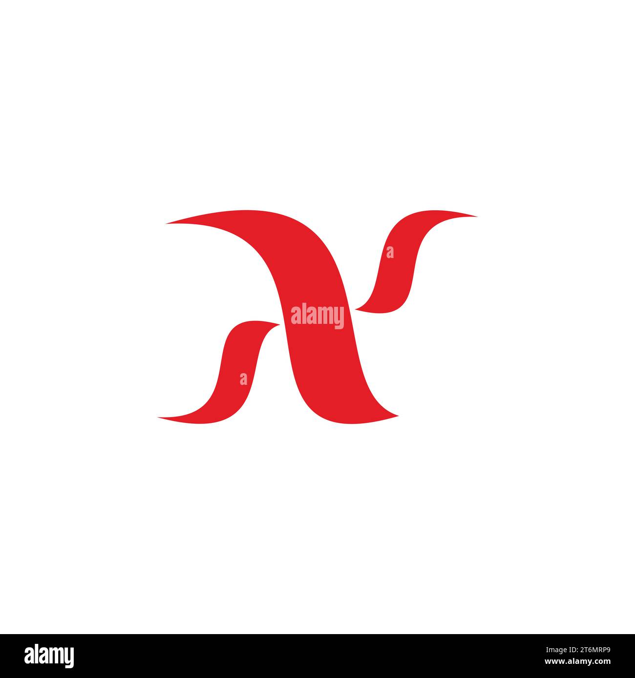 letter n s simple curves red flame simple logo vector Stock Vector