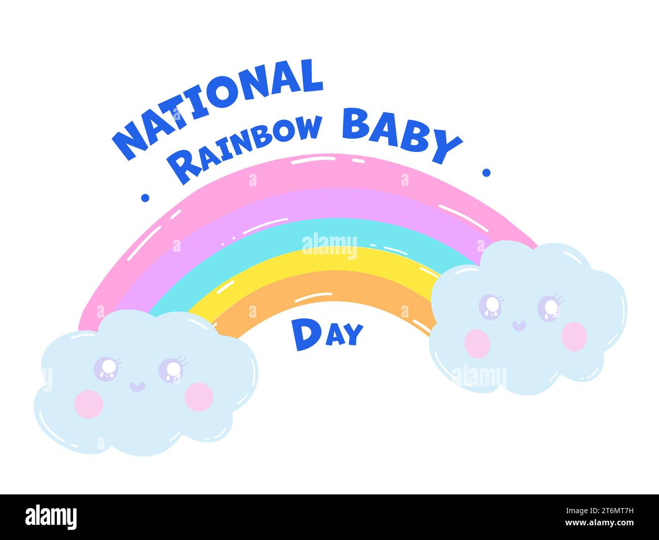 National Rainbow Baby Day card. Illustration of rainbow with cute