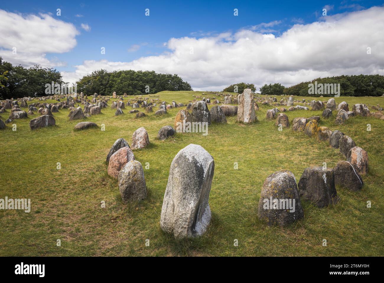 Viking Burial Site in Lindholm Hoje, Aalborg, Denmark Stock Photo