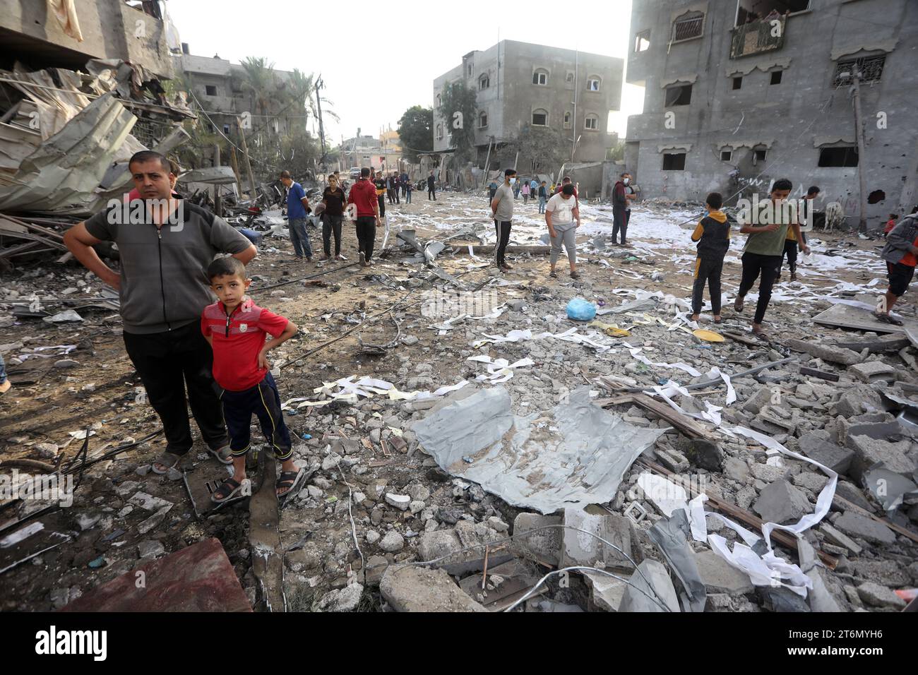 Palestinians search for victims in the destruction following Israeli bombing on Rafah in the southern Gaza Strip, during their funeral on Saturday, November 11, 2023.   Officials say more than 11,000 Palestinians, including more than 7,500 women and children, have died in the Israeli attacks in Gaza since October 7th, after Hamas crossed the border and killed 1,400 Israelis and took 240 hostages.       Photo by Ismael Mohamad/UPI Stock Photo