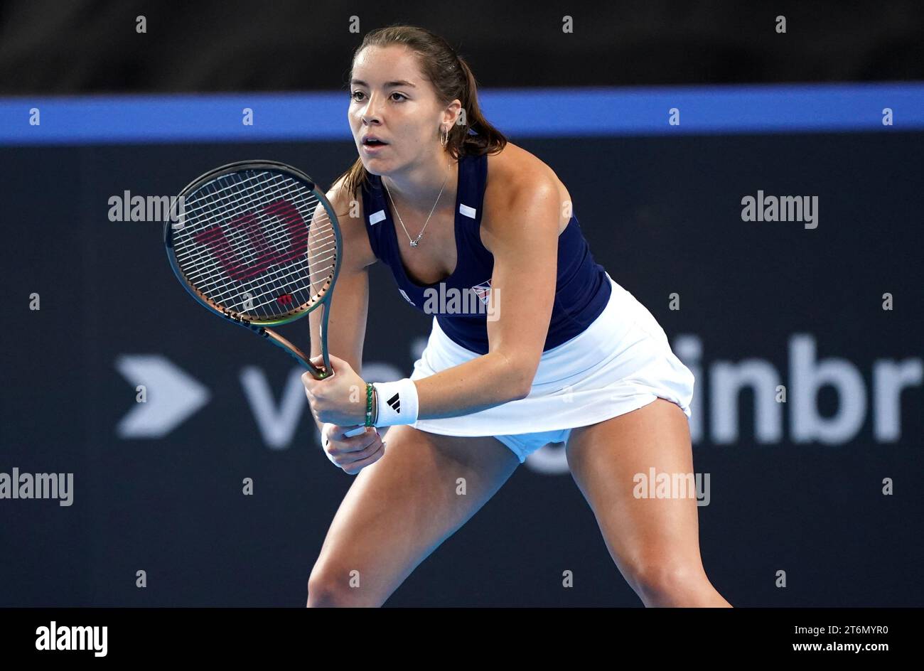 Great Britain's Jodie Burrage in action against Sweden's Kajsa Rinaldo Persson (not pictured) during day one of the 2023 Billie Jean King Cup play-off between Great Britain and Sweden at the Copper Box Arena, London. Picture date: Saturday November 11, 2023. Stock Photo