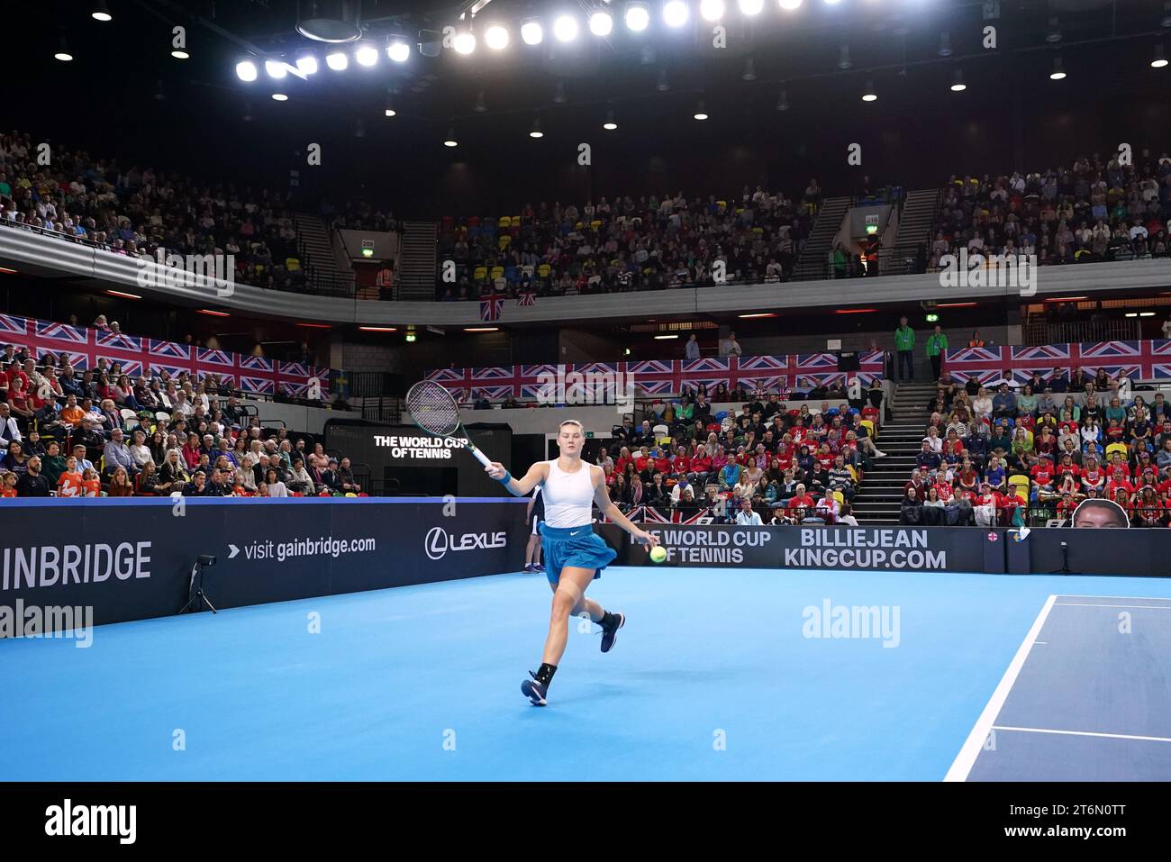 Sweden's Kajsa Rinaldo Persson in action against Great Britain's Jodie Burrage (not pictured) during day one of the 2023 Billie Jean King Cup play-off between Great Britain and Sweden at the Copper Box Arena, London. Picture date: Saturday November 11, 2023. Stock Photo