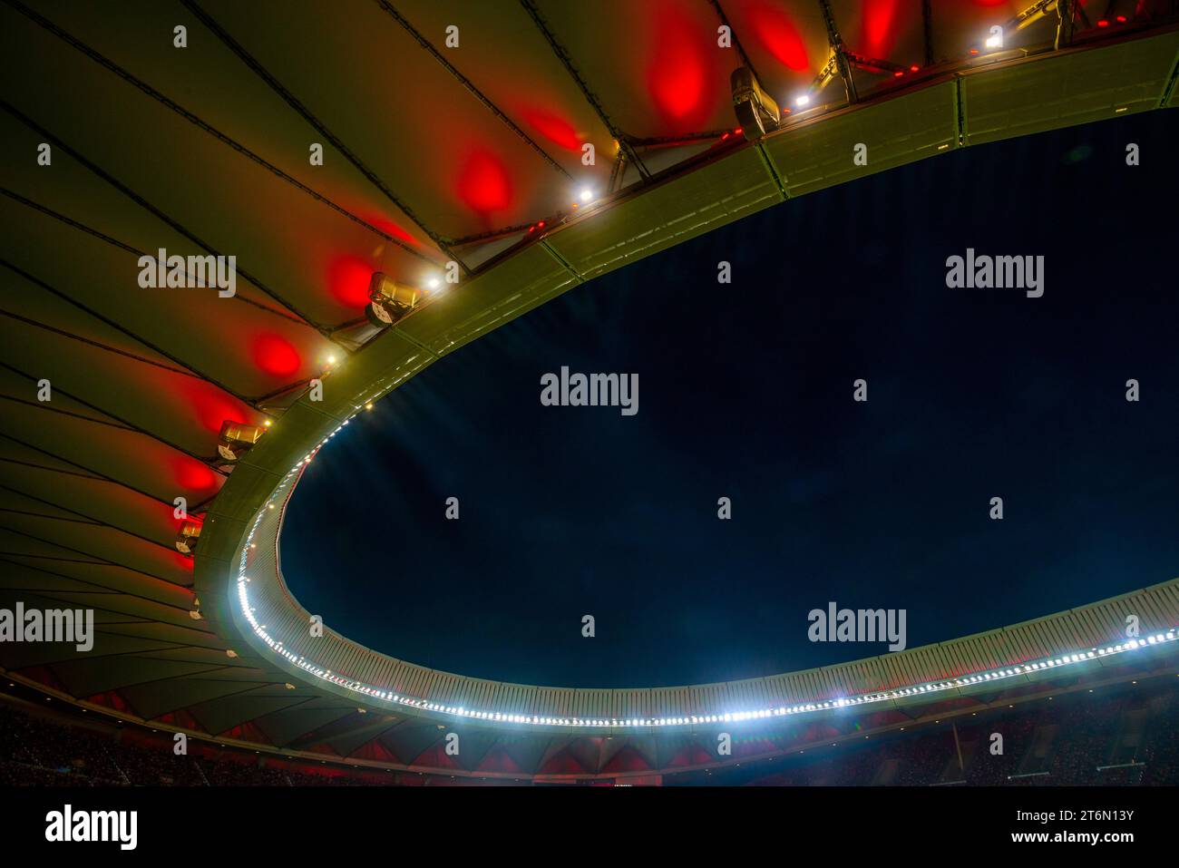Roof, night view. Civitas Metropolitano stadium, Madrid, Spain. Stock Photo