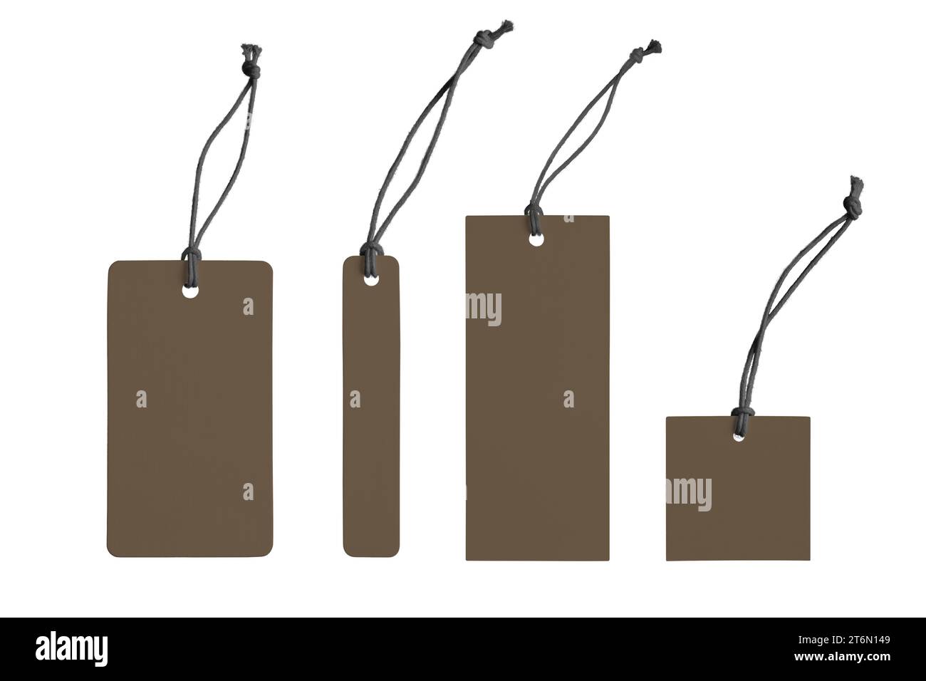 Various shape of blank brown paper label or cloth tag set isolated on ...