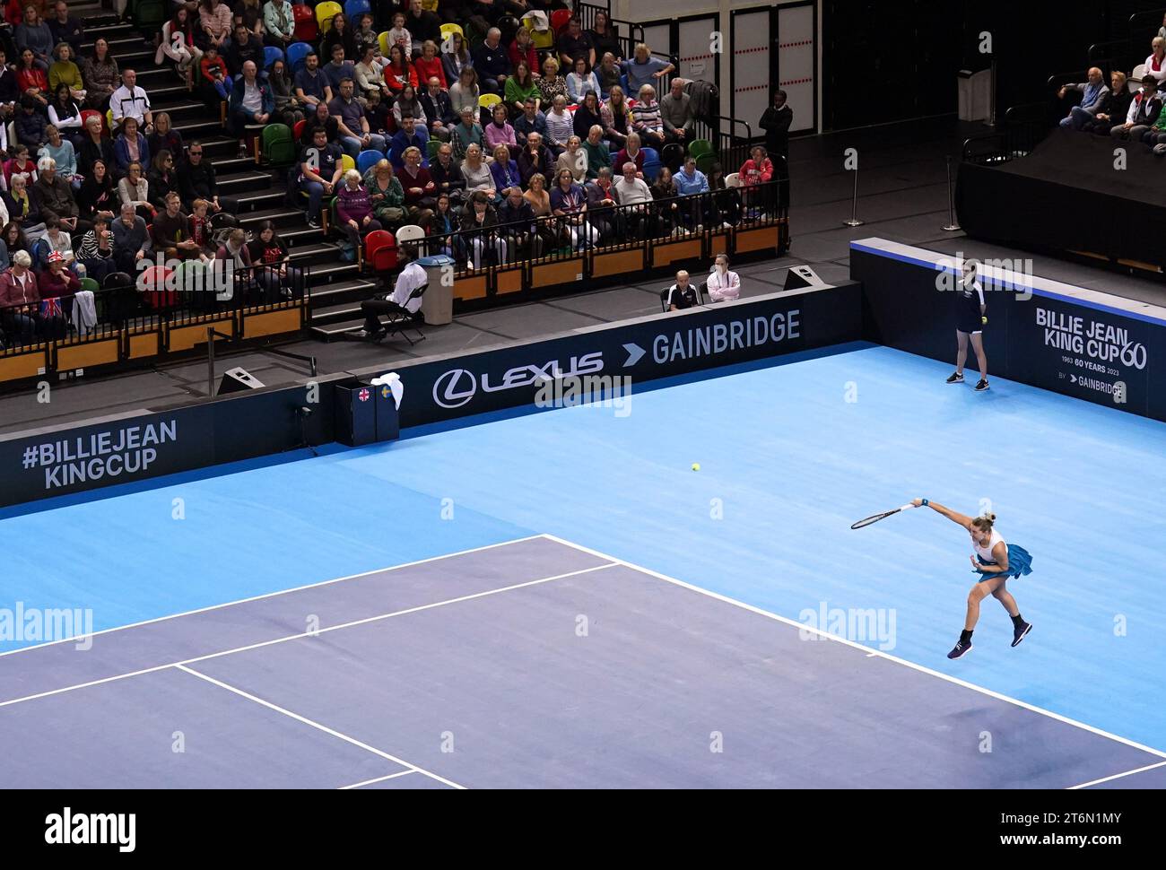 Sweden's Kajsa Rinaldo Persson in action against Great Britain's Jodie Burrage (not pictured) during day one of the 2023 Billie Jean King Cup play-off between Great Britain and Sweden at the Copper Box Arena, London. Picture date: Saturday November 11, 2023. Stock Photo