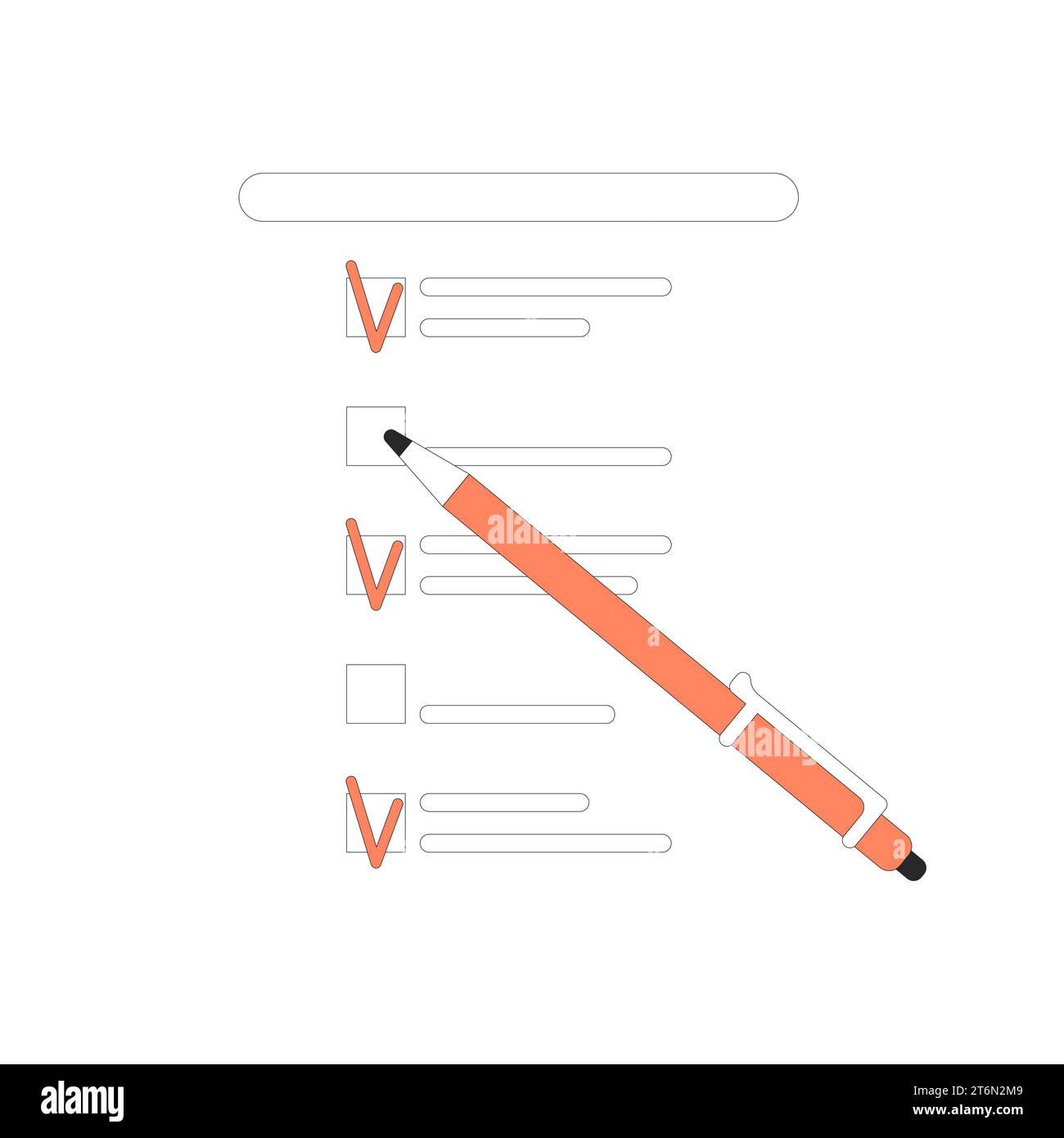 Quality test with pen.checkboxes. Vector illustration Stock Vector
