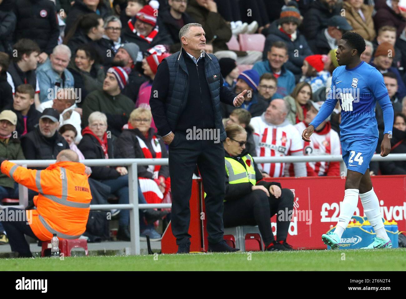 Sunderland, UK. 11th Nov 2023. Sunderland Manager Tony Mowbray during the Sky Bet Championship match between Sunderland and Birmingham City at the Stadium Of Light, Sunderland on Saturday 11th November 2023. (Photo: Robert Smith | MI News) Stock Photo