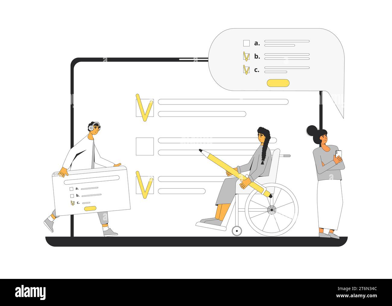 Online education concept isolated on a white background. Quality test