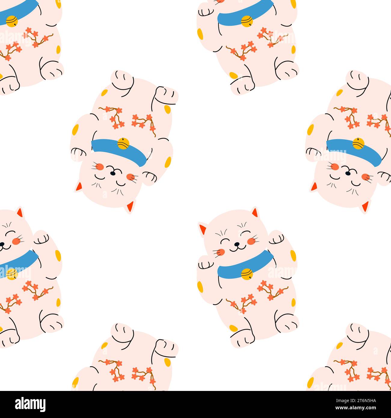 seamless pattern with kawai cat - nursery design Stock Vector Image ...