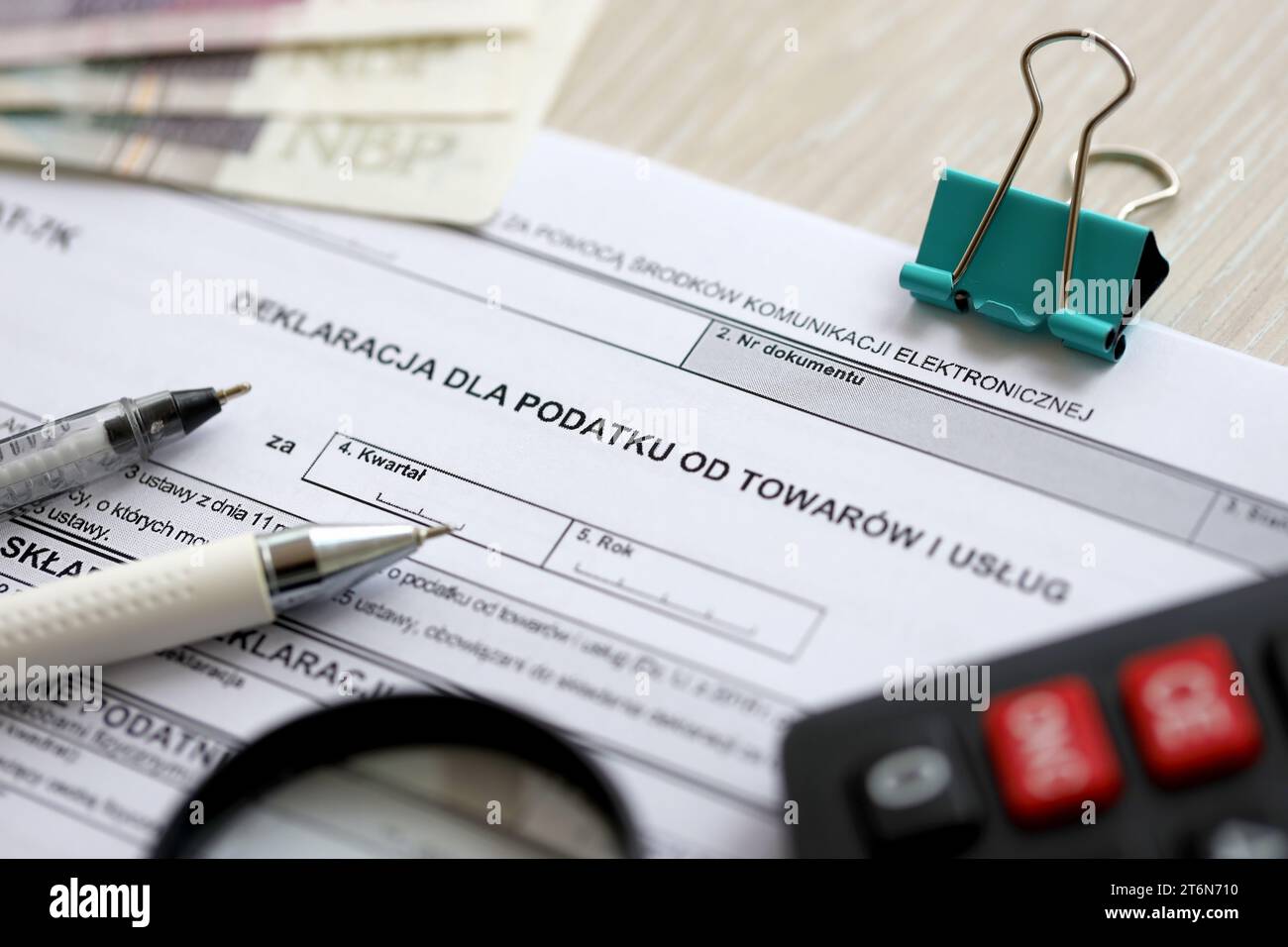 Declaration for tax on goods and services VAT-7K form on accountant ...