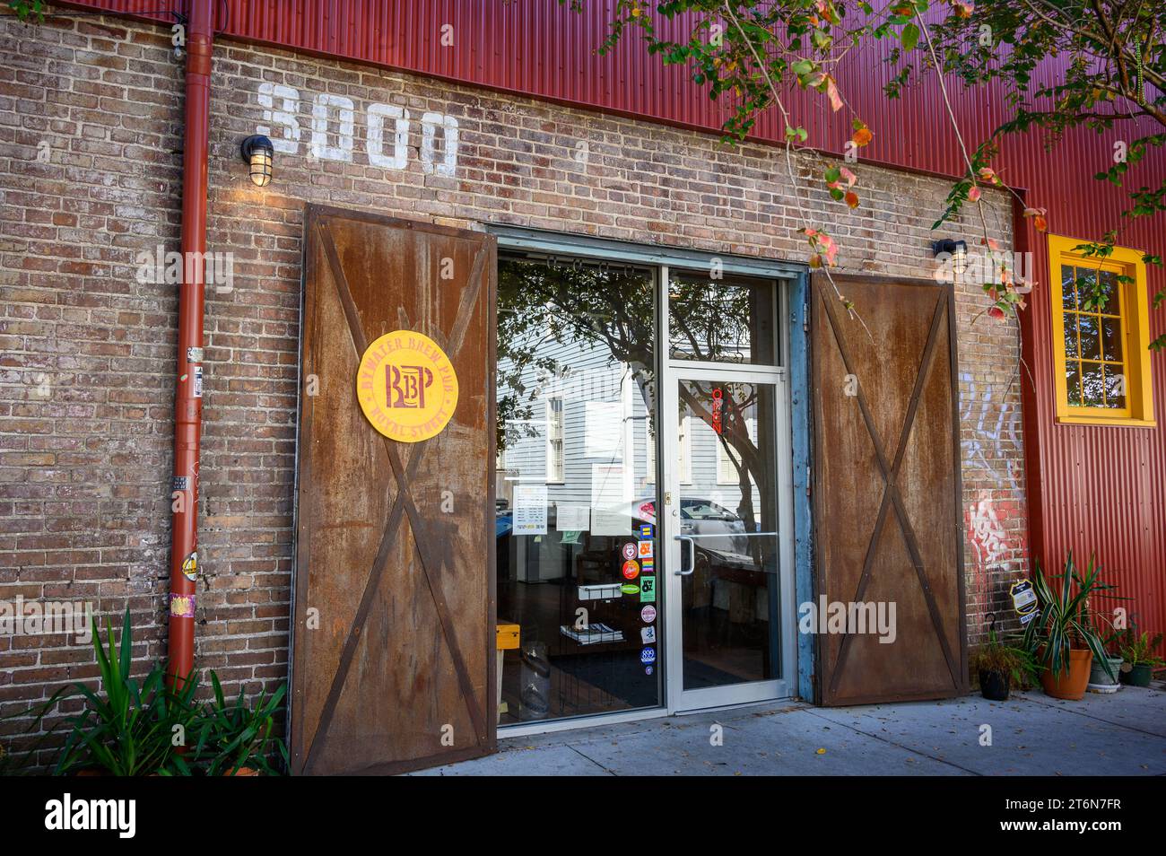 NEW ORLEANS, LA, USA - OCTOBER 21, 2023: Entrance to the Bywater Brewpub on Royal Street Stock Photo