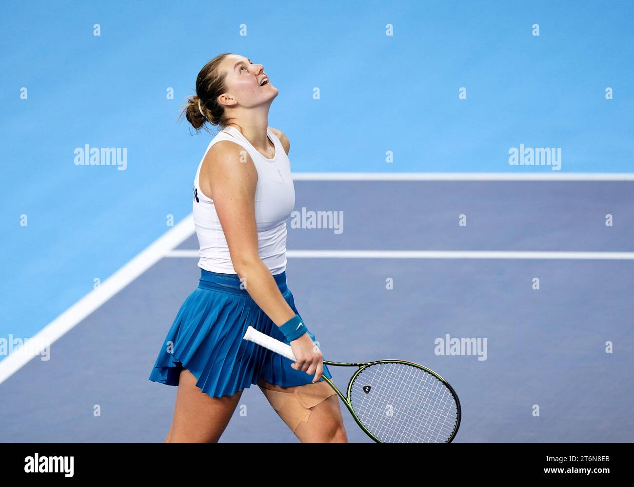 Sweden's Kajsa Rinaldo Persson celebrates victory against Great Britain's Jodie Burrage (not pictured) during day one of the 2023 Billie Jean King Cup play-off between Great Britain and Sweden at the Copper Box Arena, London. Picture date: Saturday November 11, 2023. Stock Photo