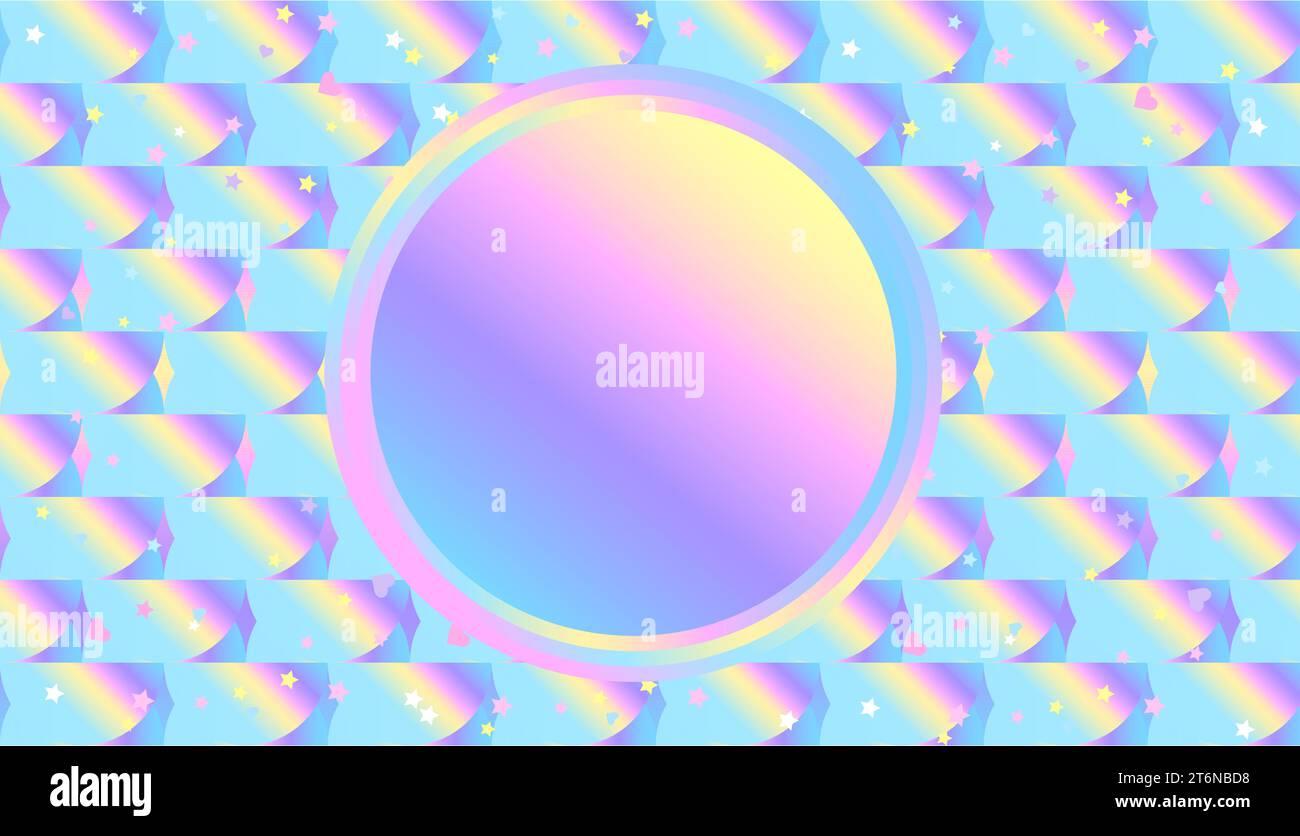 Holographic abstract pattern with rainbow circle. Geometric horizontal elegant background. Vector image. Stock Vector