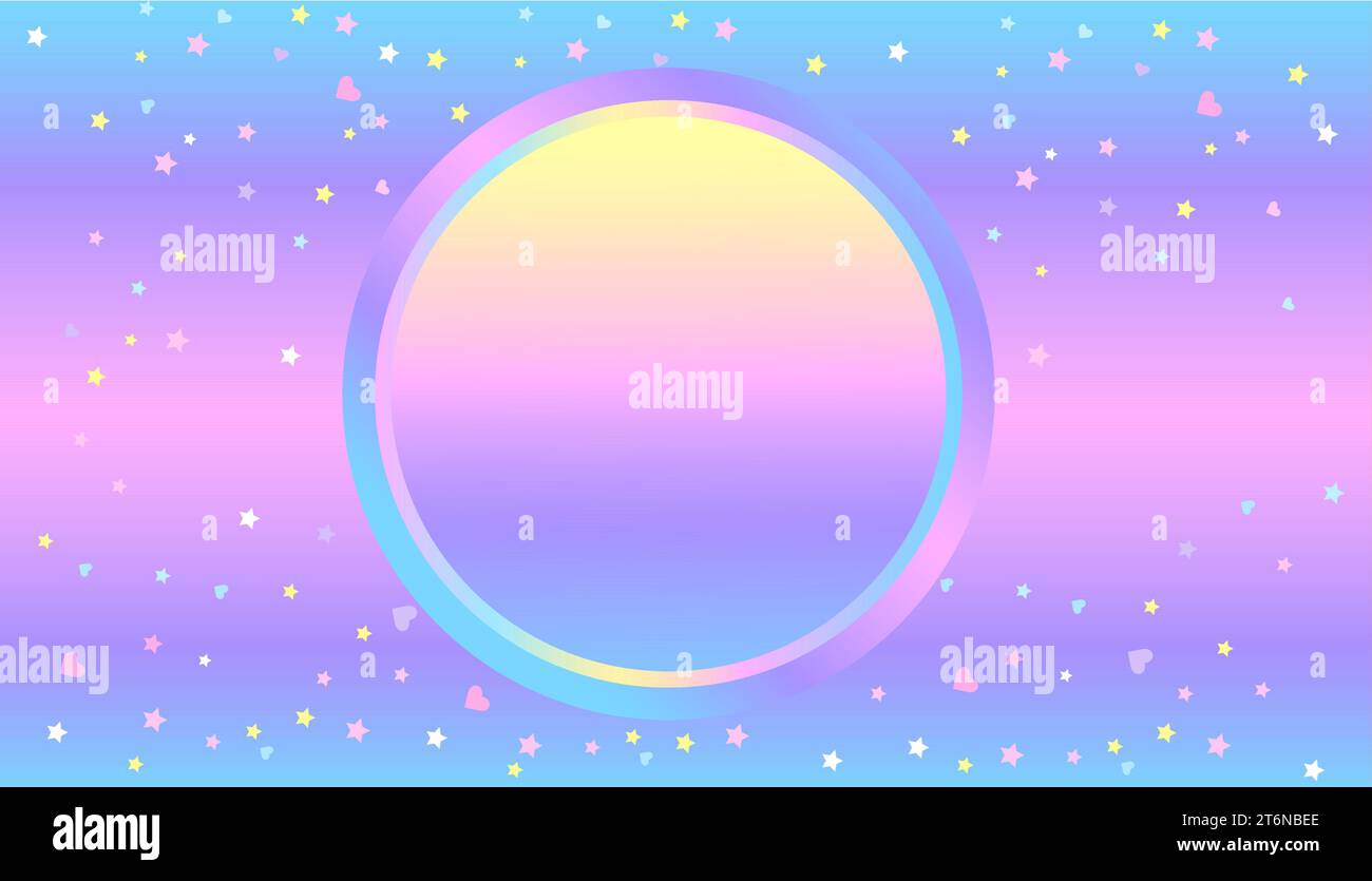 Holographic abstract background with rainbow circle. Geometric horizontal elegant background. Vector image. Stock Vector