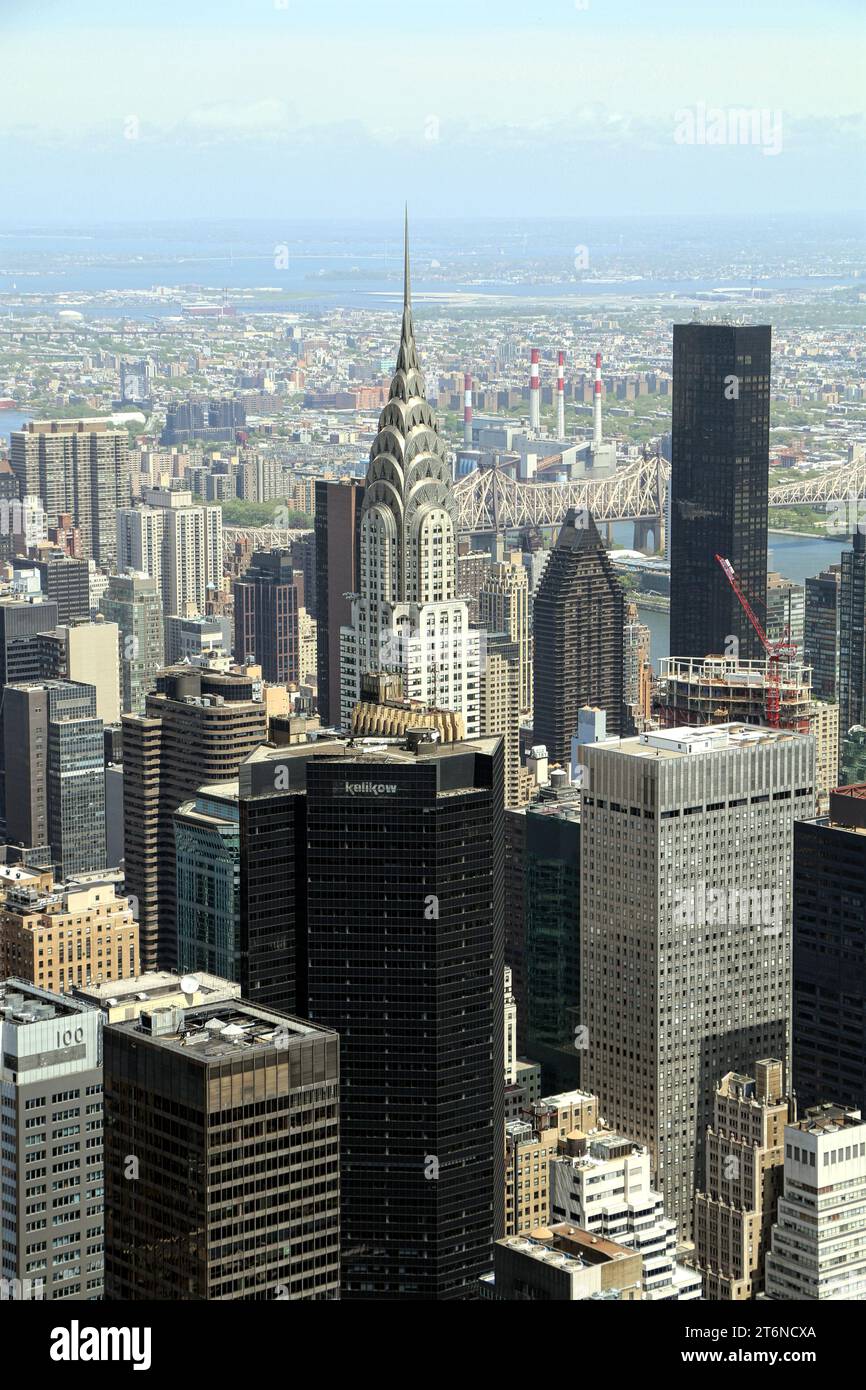 Manhattan, New York, United States. A panoramic view of Midtown from the  observation deck of the Empire State Building Stock Photo