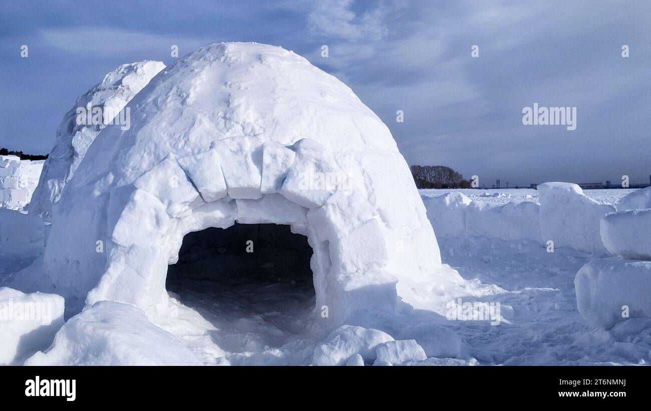 Vermont ice block igloo creation in pictures