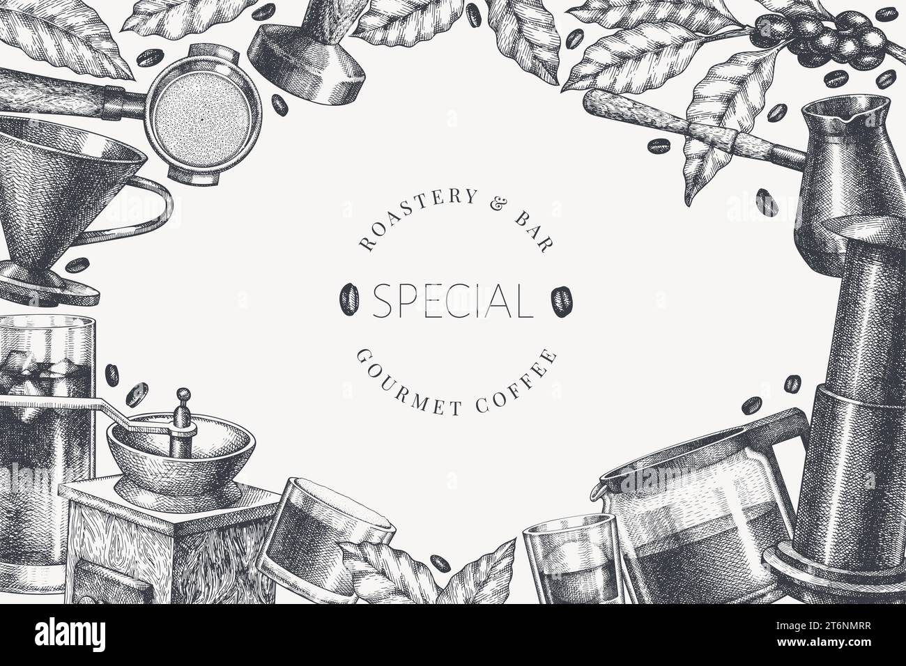 Alternative Coffee Makers Illustration. Vector Hand Drawn Specialty