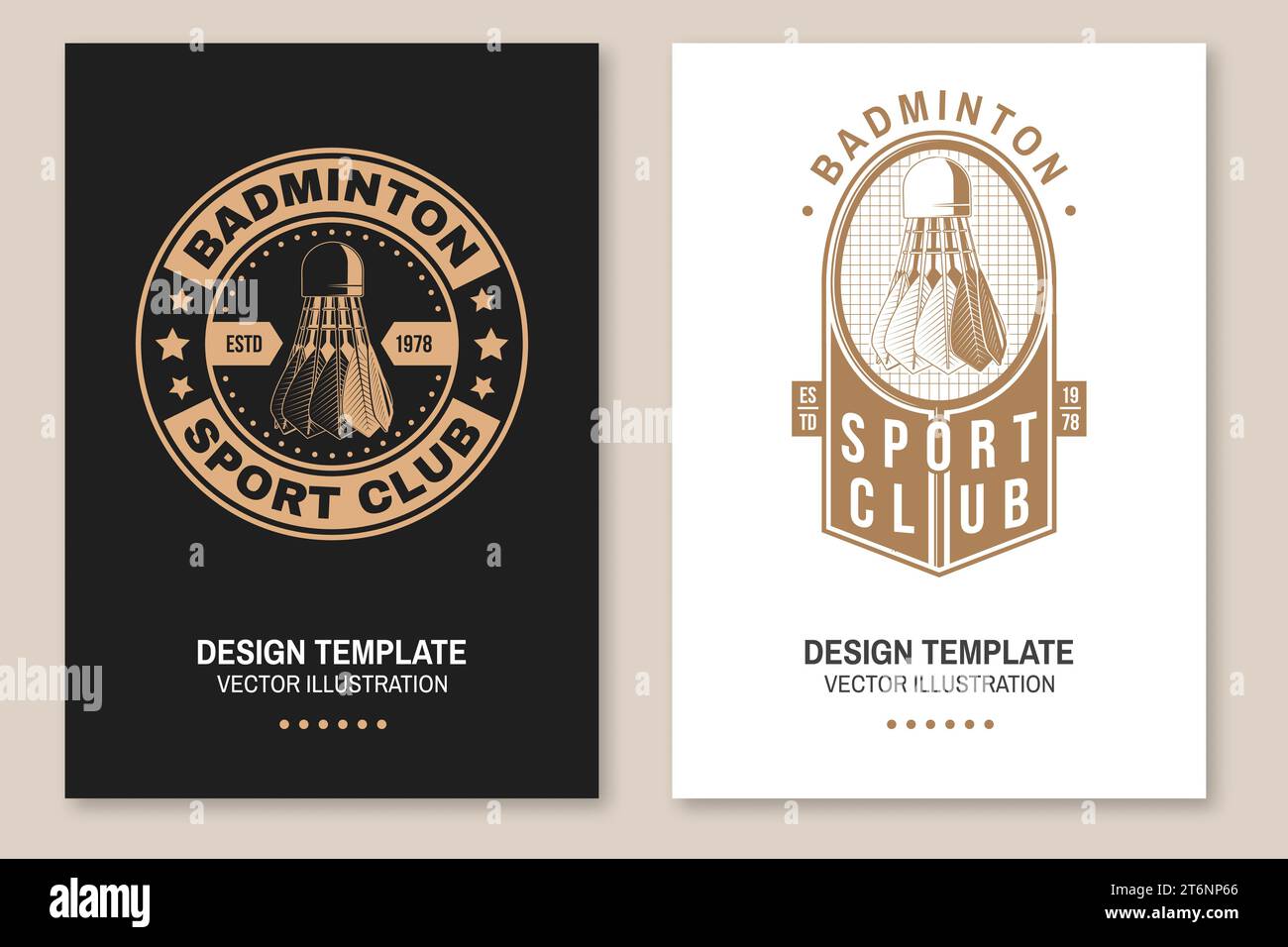 Set of badminton sport vintage flyer, poster design. Vector. Editable ...