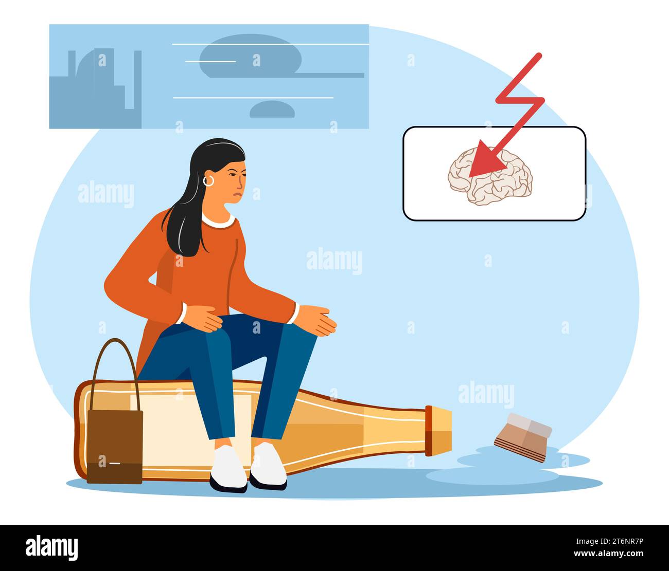 Alcoholism problem vector illustration Unhealthy lifestyle. Alcoholic