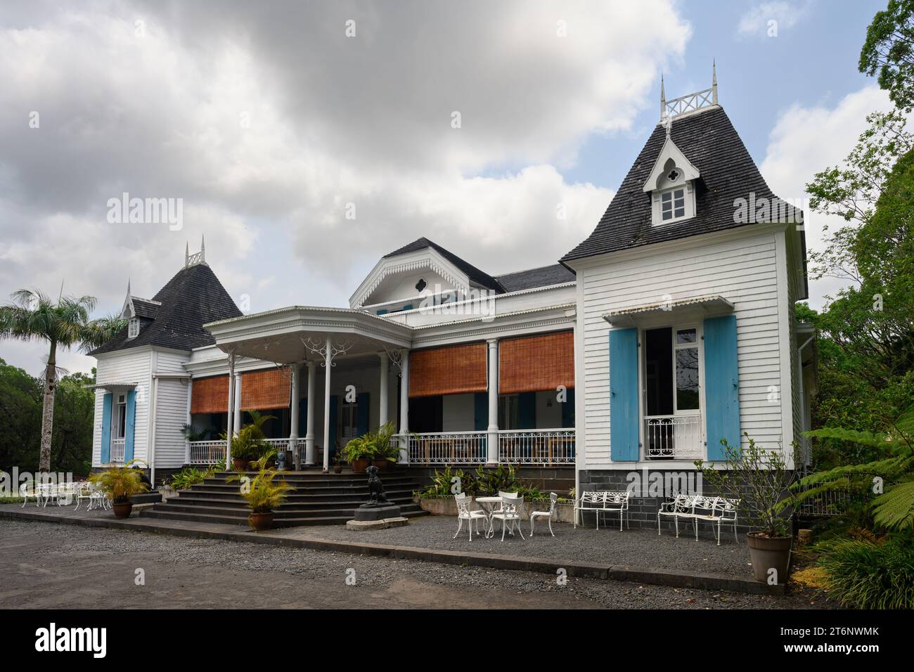 Le Domaine des Aubineaux Plantation Estate Museum Exterior in Mauritius on the Tea Route in Forest Side, Curepipe Stock Photo