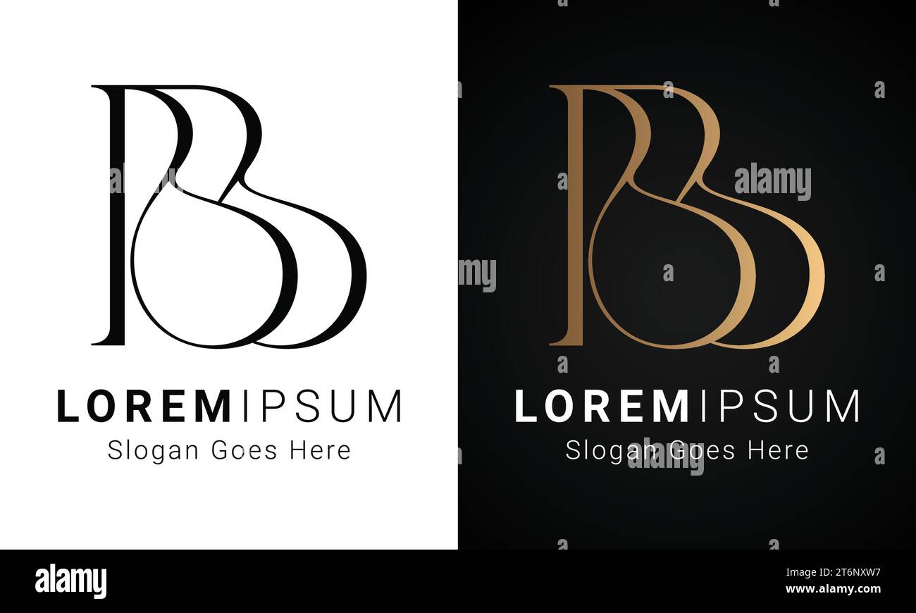 luxury Initial BB Monogram Text Letter Logo Design Stock Vector