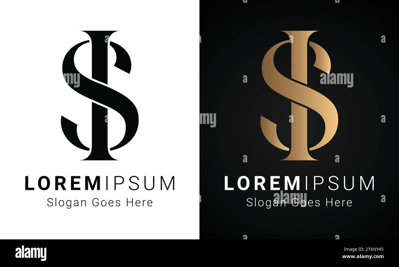 luxury Initial SI or IS Monogram Text Letter Logo Design Stock Vector