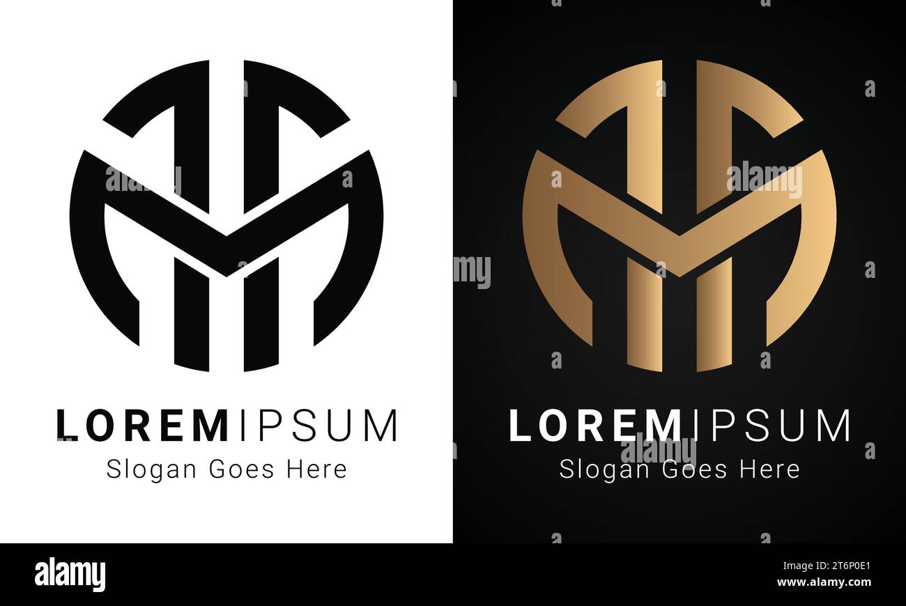 luxury Initial MT or TM Monogram Text Letter Logo Design Stock Vector