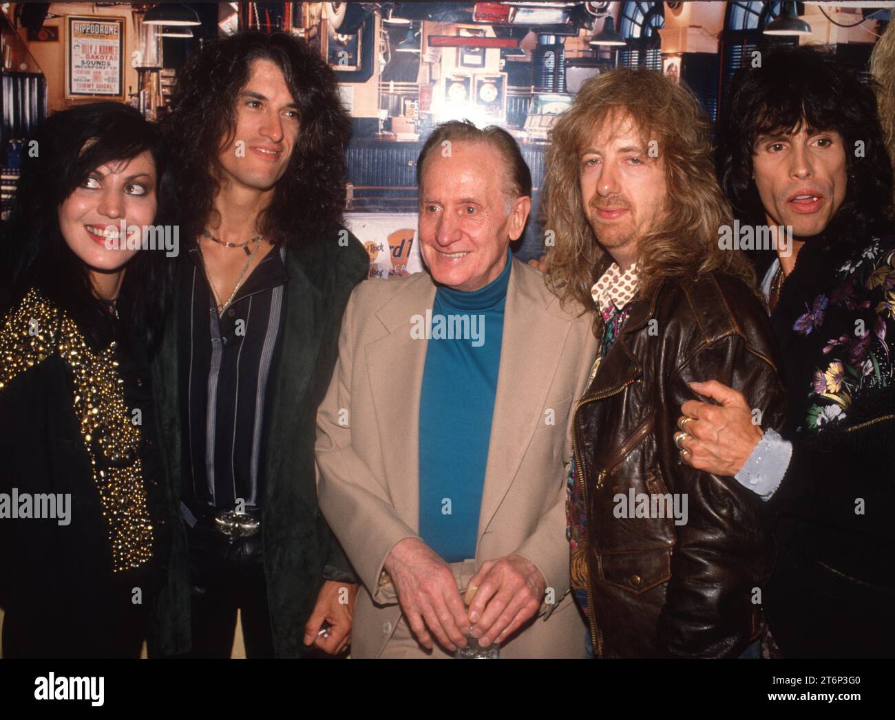 1990 Joan Jett  Joe Perry Les Paul  Joey Kramer Steven Tyler of Aerosimth Band John Barrett/PHOTOlink.net Stock Photo