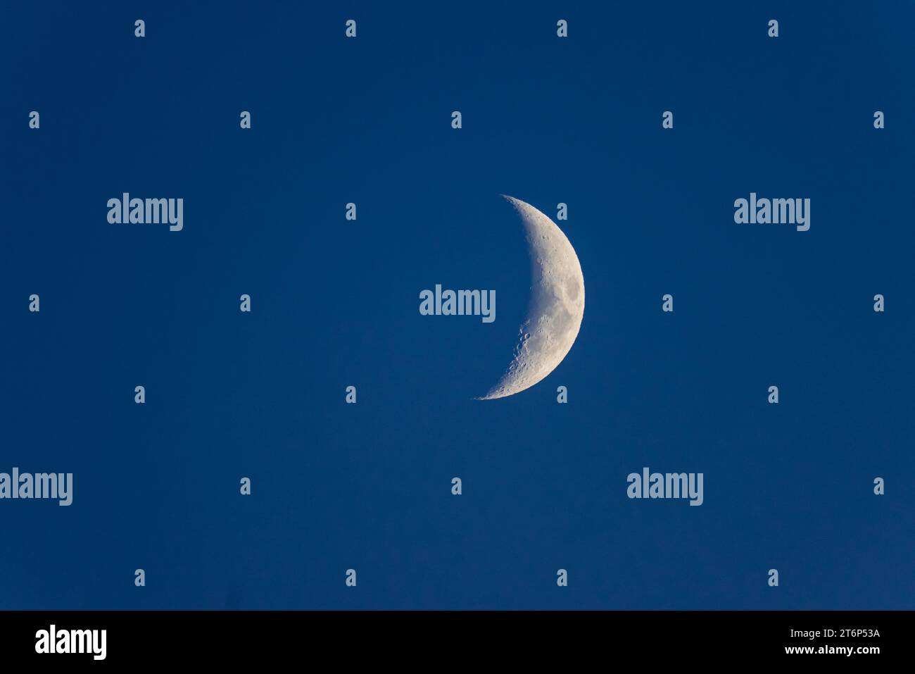 The crescent moon as photographed from Winkler, Manitoba, Canada in October, 2023. Stock Photo