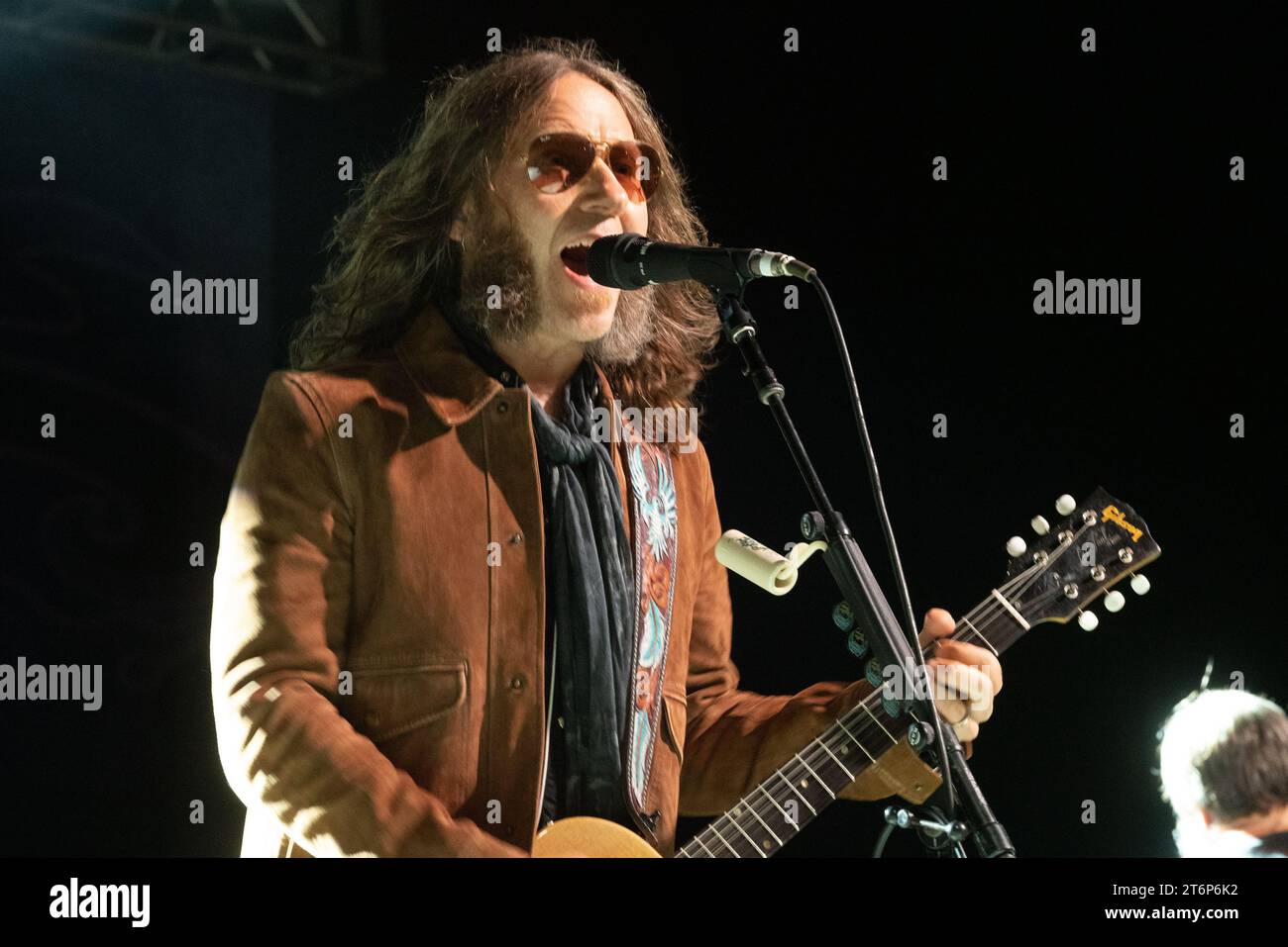 Charlie Starr performs with Blackberry Smoke at the Pompano Beach Amphitheater in Pompano Beach, Florida on November 9, 2023. This performance was part of a thirteen country world tour. (Photo by Geoffrey Clowes/Sipa USA) Stock Photo