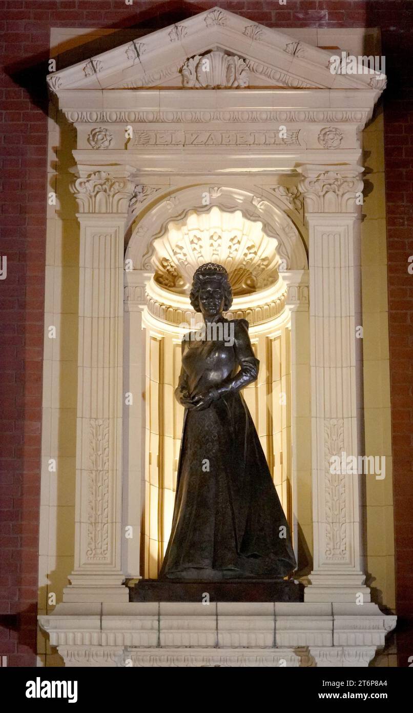 A statue of Queen Elizabeth II unveiled by King Charles III as he arrived to attend the Royal