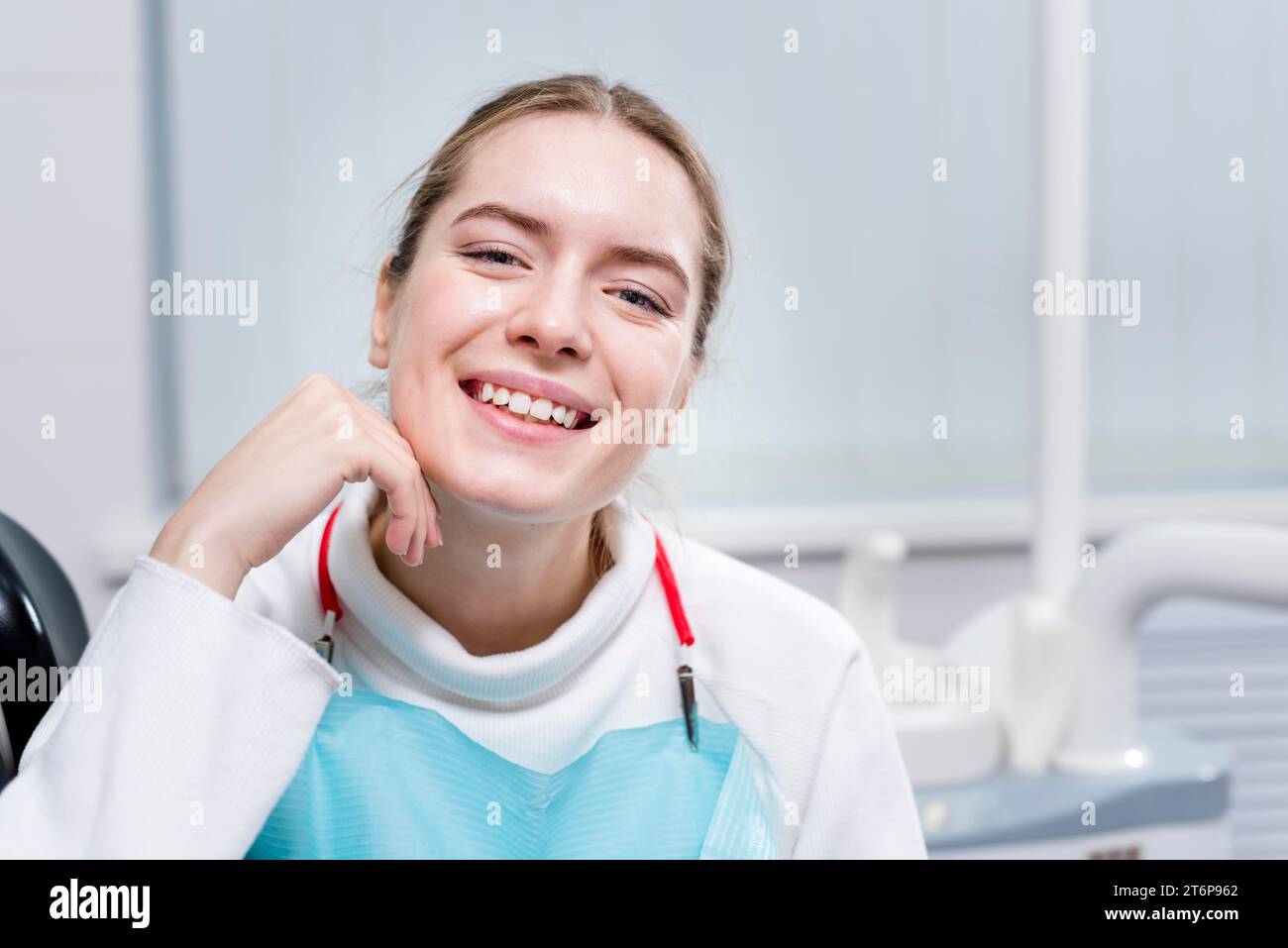 Portrait smiley adult woman dentist Stock Photo