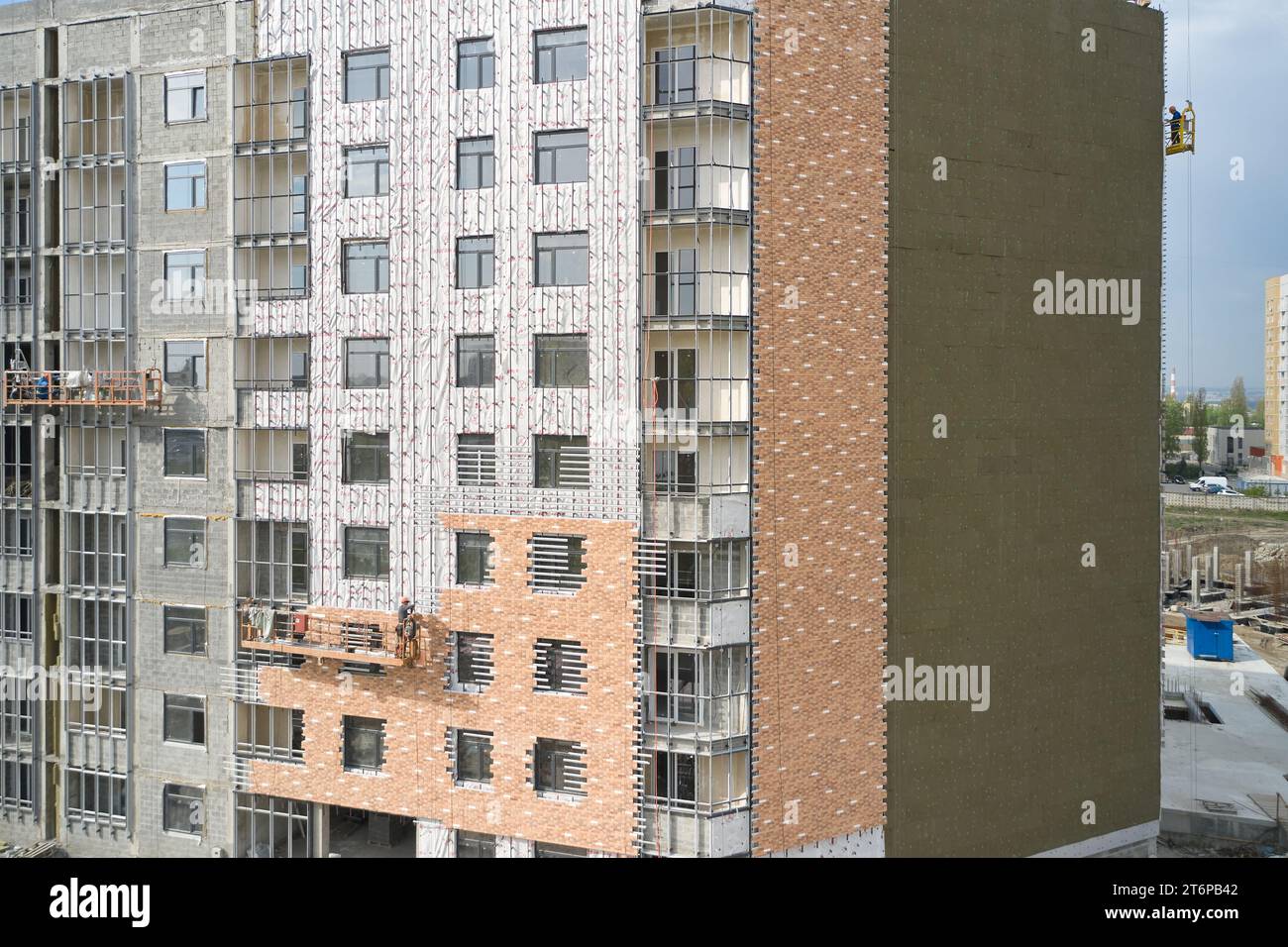 Construction of an apartment building with external wall Insulation ...