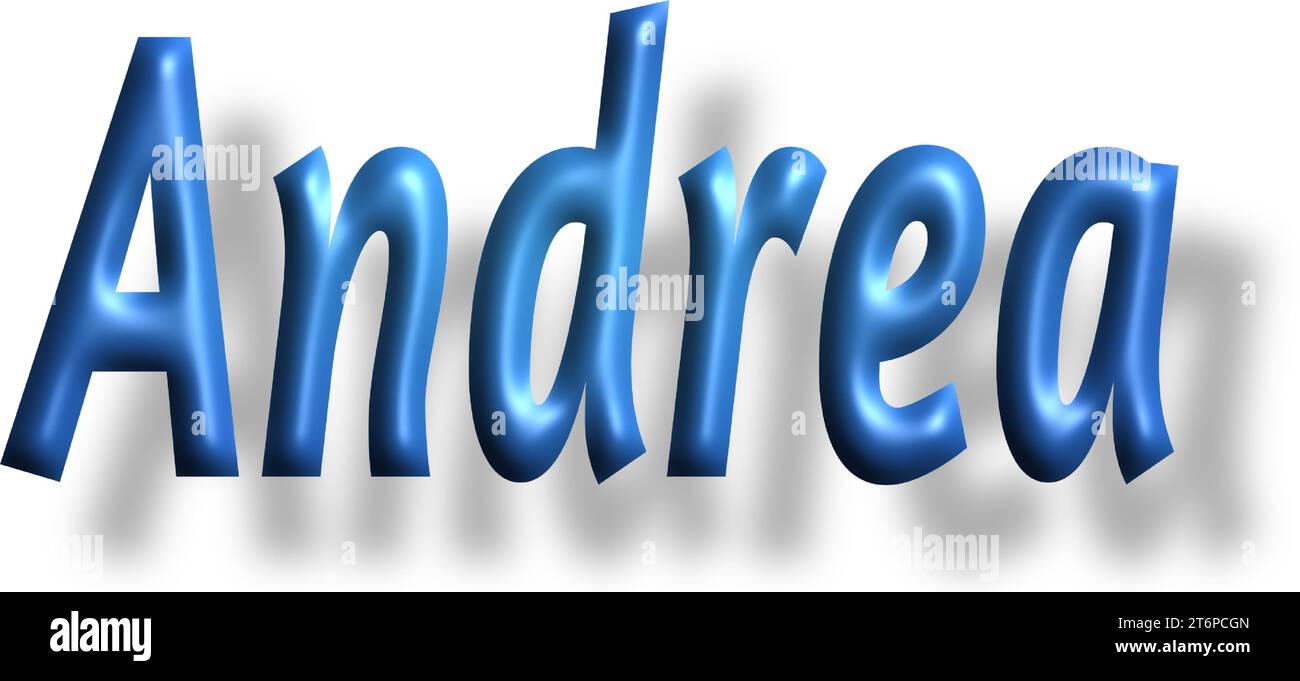Andrea - light blue/ blue color - writen name - embossed text,  ideal for, greetings, banners, cards, books, t-shirt, sweatshirt, Stock Vector