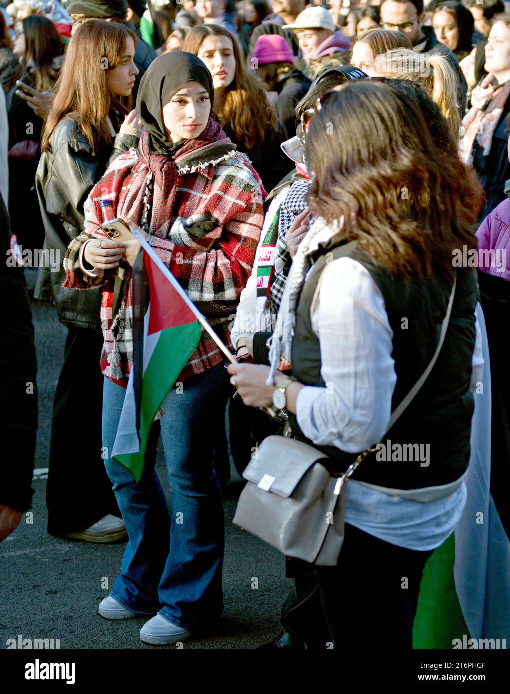 Participants in the November 11th protest march against the Israili military action in Palastine following the Hammas terror attack on Israel Stock Photo