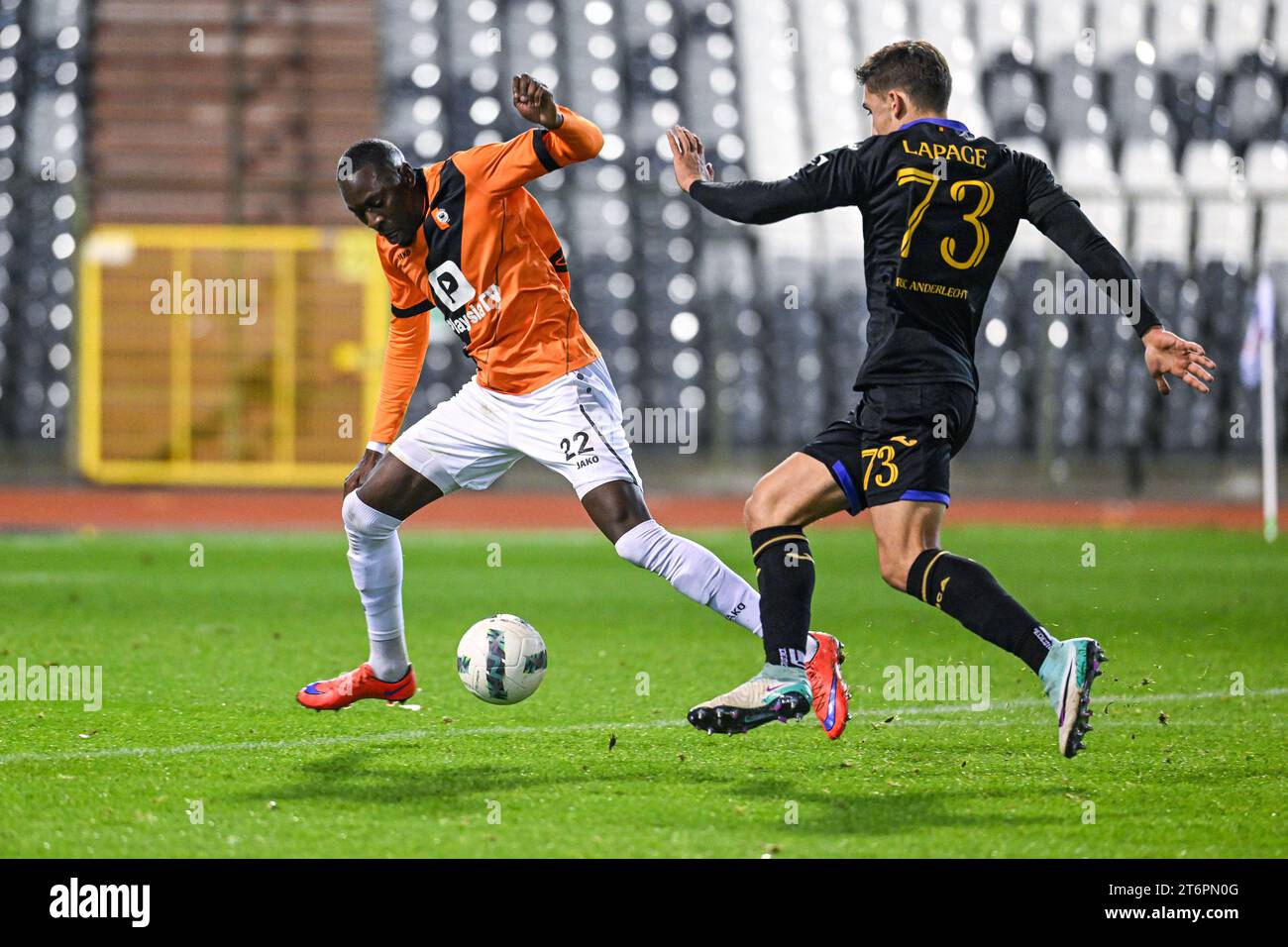 Lucas Lissens (47) of RSC Anderlecht pictured during a soccer game between  KMSK Deinze and RSC Anderlecht Futures youth team during the 22 nd matchday  in the Challenger Pro League for the