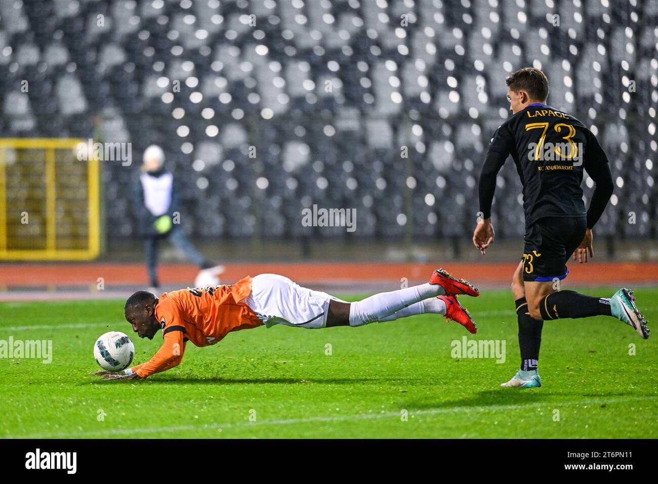 Lucas Lissens (47) of RSC Anderlecht pictured during a soccer game between  KMSK Deinze and RSC Anderlecht Futures youth team during the 22 nd matchday  in the Challenger Pro League for the