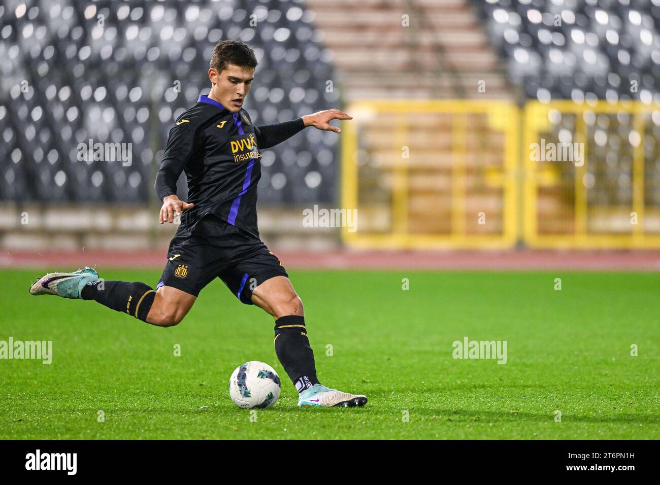 Lucas Lissens (47) of RSC Anderlecht pictured during a soccer game between  KMSK Deinze and RSC Anderlecht Futures youth team during the 22 nd matchday  in the Challenger Pro League for the