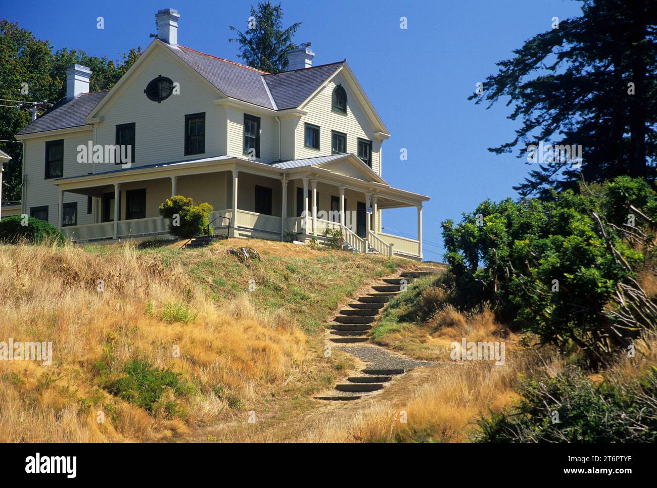 Fort buildings, Fort Columbia State Park, Lewis & Clark National Historic Park, Washington Stock Photo