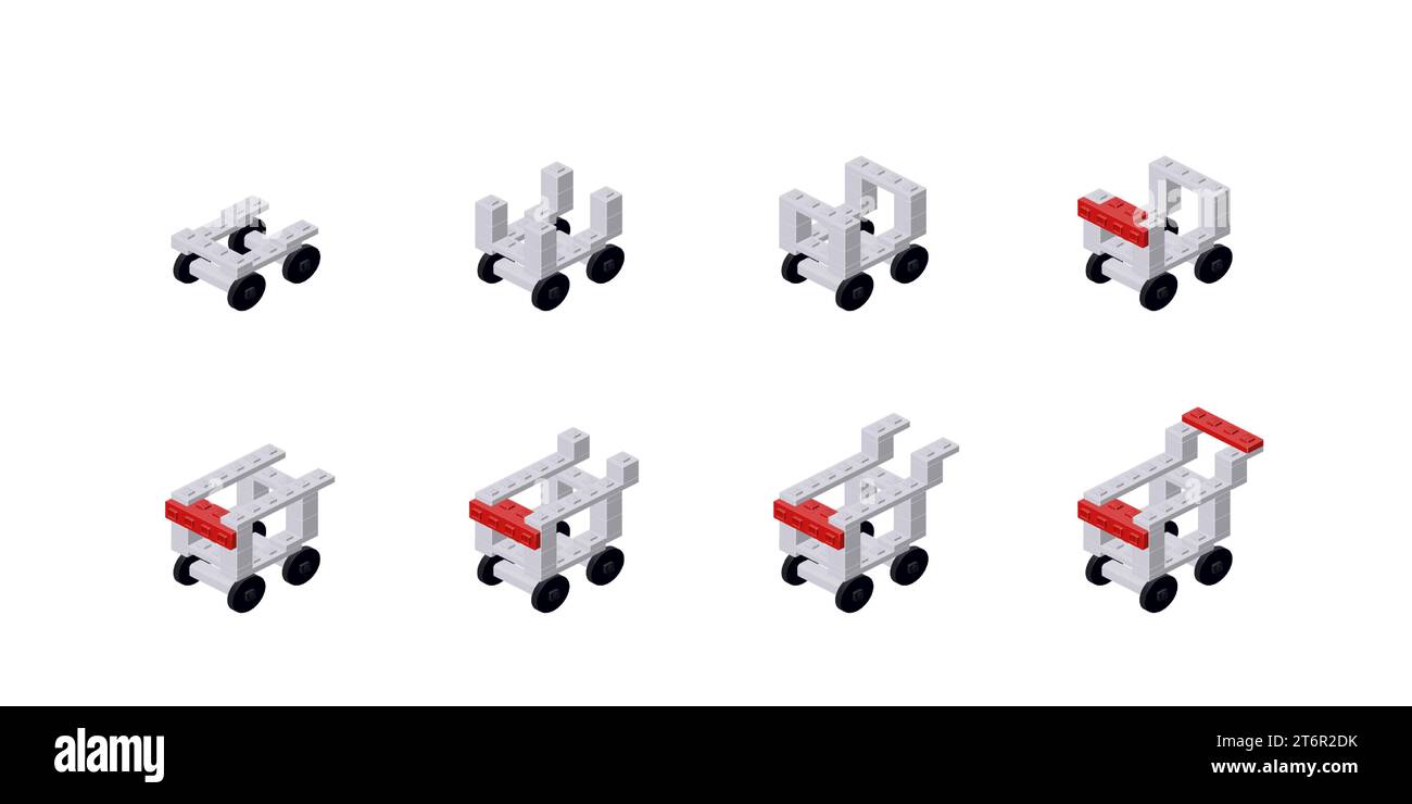 Step-by-step instructions for assembling a shopping cart. Vector Stock Vector