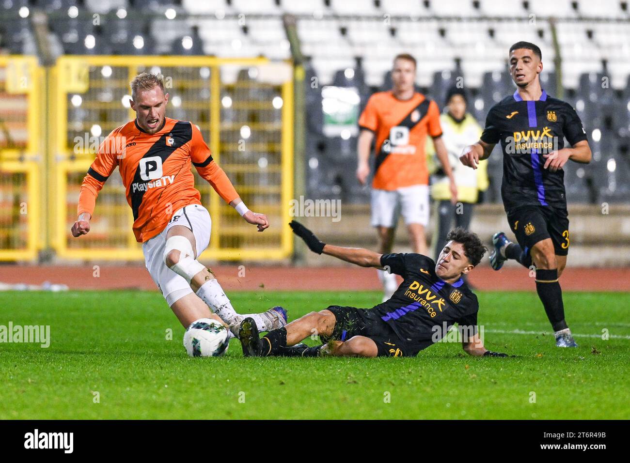 RSCA Futures Mohamed Bouchouari celebrates after scoring during a soccer  match between RSC