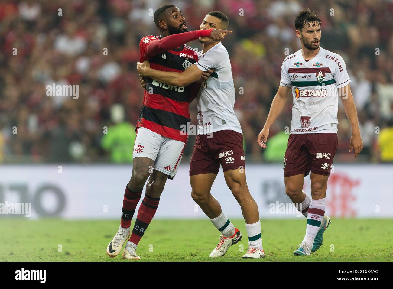 GERSON of Flamengo during the match between Flamengo and Fluminense as part of Brasileirao Serie A 2023 at Maracana Stadium on November 11, 2023 in Rio de Janeiro, Brazil. Stock Photo
