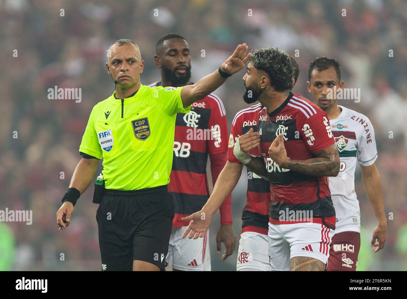 Gabriel Barbosa of Flamengo heads the ball during a Brasileirao