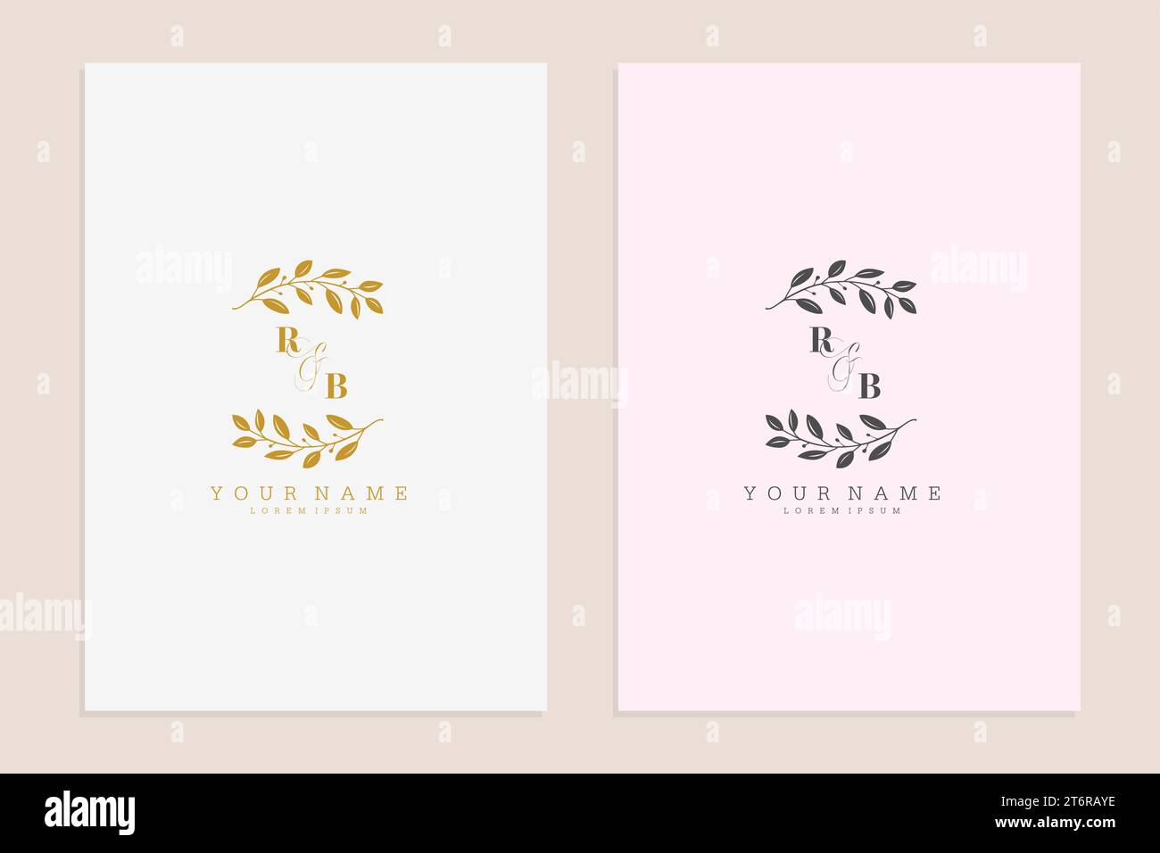 RB initials wedding modern floral handrawn ornament vector premium ...