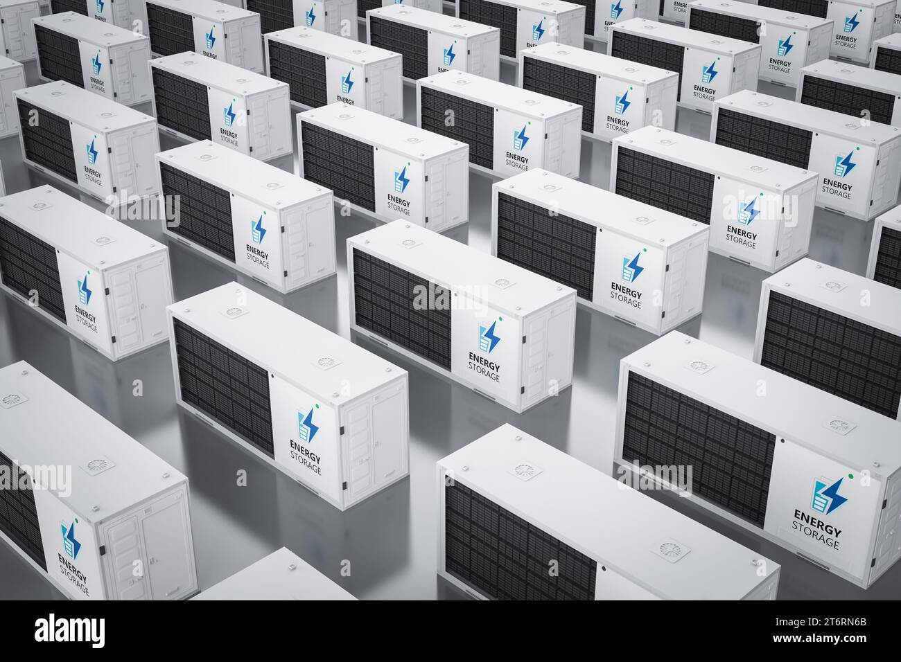 3d rendering group of energy storage system or battery container units ...