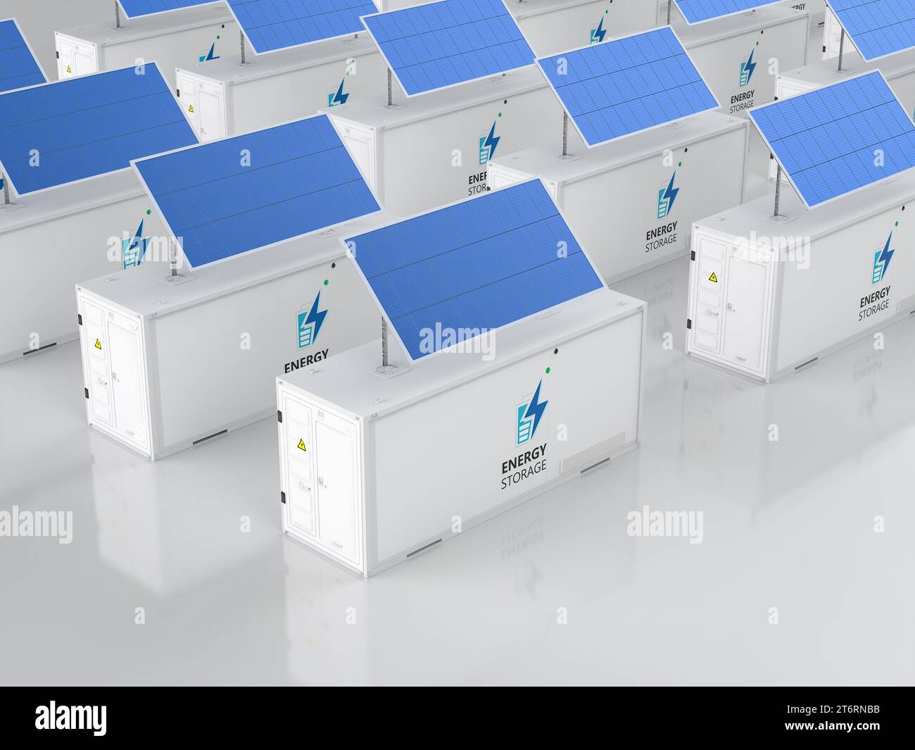 3d rendering group of energy storage systems or battery container units