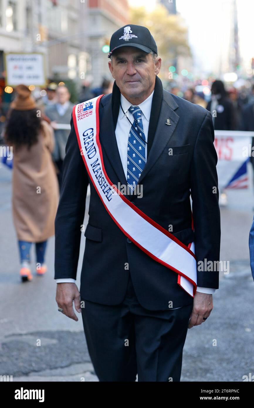 Fifth Avenue, New York, USA, November 11, 2023 - Grand marshal, Army Lieutenant General, Michael Linnington (CEO of Wounded Warrior Project) and guests during the 104th annual New York City Veterans Day Parade in New York City. Photo: Luiz Rampelotto/EuropaNewswire Stock Photo