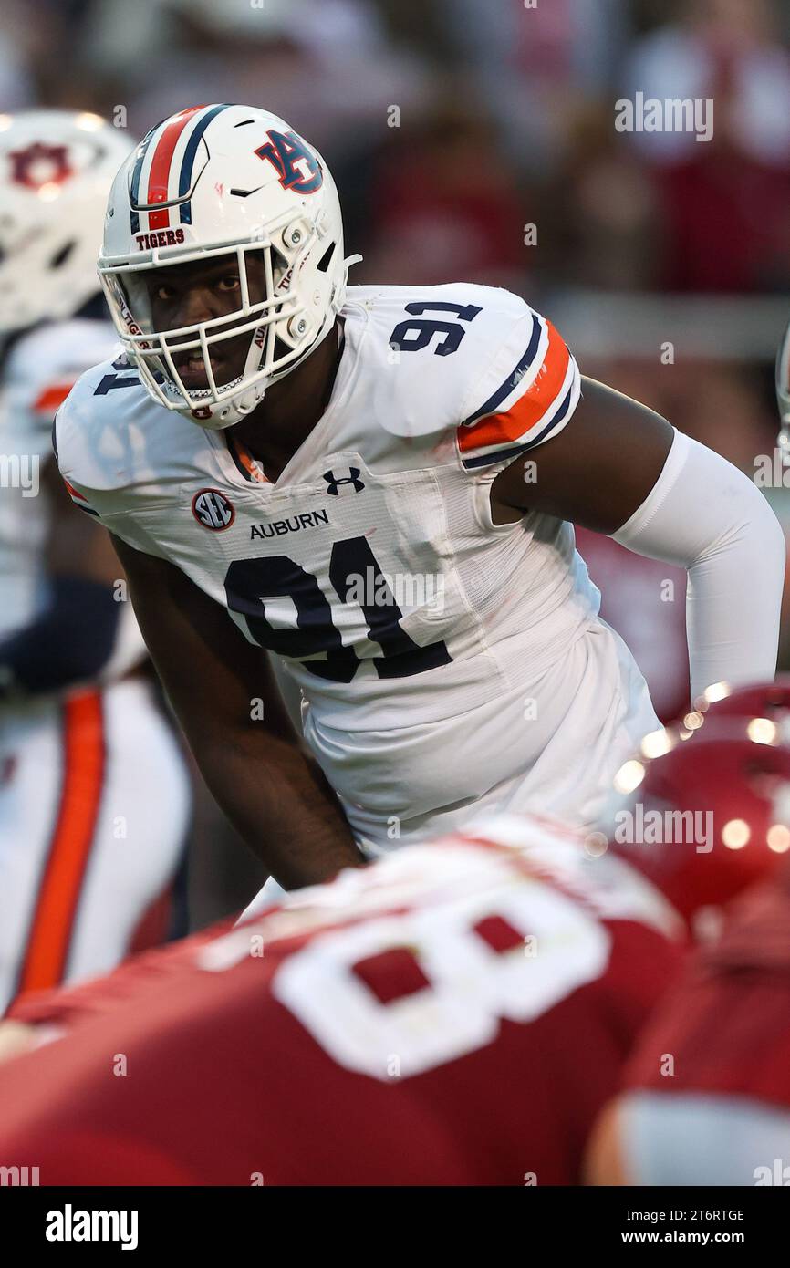 November 11, 2023: Zykeivous Walker #91 Auburn defensive lineman looks ...